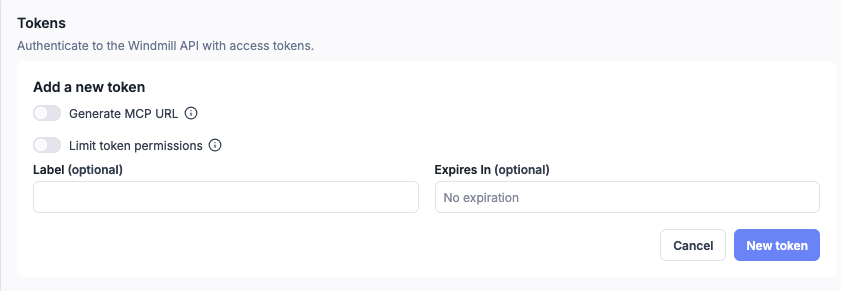 Create a new token Create a new token